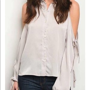 Button Down Cold Shoulder
